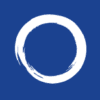 A white, rough-edged circle is centered against a solid blue background. The circle appears hand-drawn, with varying thickness and incomplete edges, giving it a textured, artistic look.